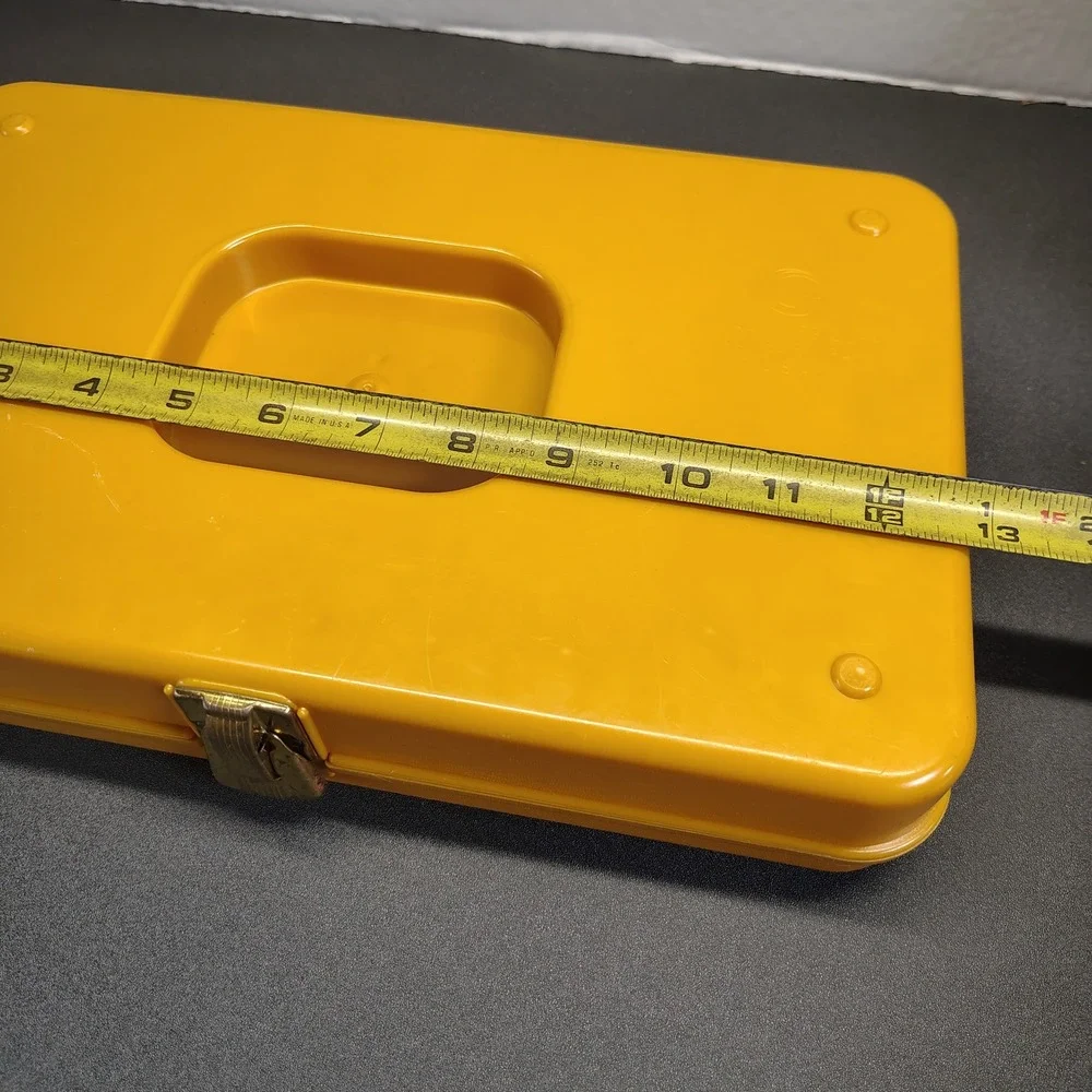 Vintage Wil-hold Sewing Thread and Bobbins Storage Caddy Box Plastic 70s Gold